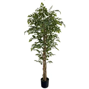 Декоративное комнатное зеленое искусственное гигантское искусственное растение Banyan/ Fiddle/ Benjamin декоративное растение дерево