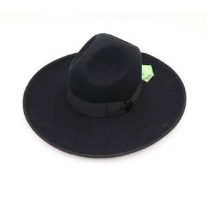 Sombrero Fedora Unisex de Lana con Ala Ancha de 12 cm, Sombrero de Jazz de Fieltro de Lana con Banda Ancha, Sombrero Vaquero Retro Sencillo con Cinta para Iglesia, Fiesta, Gorra Masculina - Product Image 1