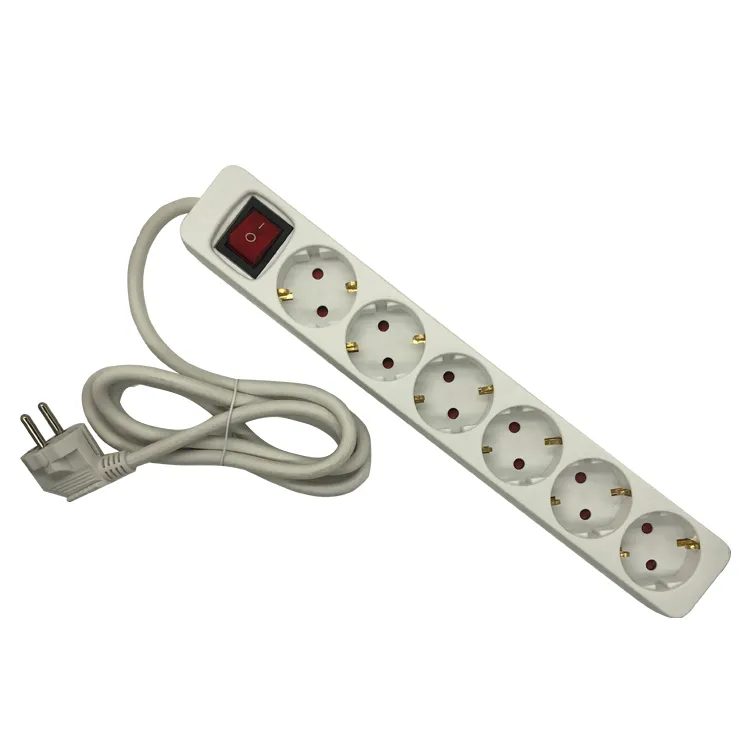 Six-hole European standard German universal power supply socket with switch Outlet EU Plug