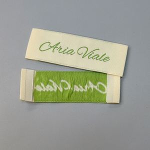 Wholesale Woven Fabric Damask Logo Tags End Folded <b>Labels</b> for Clothing Customized Stain Damask Woven <b>Label</b> for Hoodie - Product Image 3