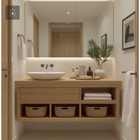 Meuble-lavabo flottant moderne XINGRUO avec vasque intégrée, armoire de rangement OEM sur mesure