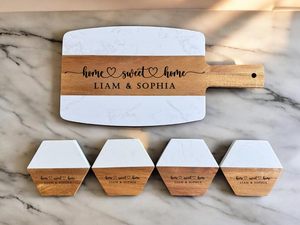 Lot de 10 planches à découper en <span class=keywords><strong>marbre</strong></span> <span class=keywords><strong>et</strong></span> <span class=keywords><strong>bois</strong></span> Plateau de service en <span class=keywords><strong>bois</strong></span> d'acacia avec poignée <span class=keywords><strong>Planche</strong></span> à découper pour la cuisine - Product Image 2