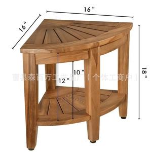 Wood Grain Color Corner Storage <b>Stool</b> Minimalist Design <b>Bamboo</b> Fan Shaped Shower Furniture - Product Image 3