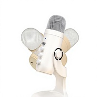 Micrófono de Escritorio K66 Blanco, Condensador Cardioide para Transmisión en Vivo, Equipo de Grabación para Streamers