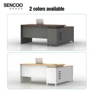 การออกแบบโต๊ะเจ้านายรูปตัว Sencoo L โต๊ะทํางานผู้จัดการซีอีโอที่ทันสมัยโต๊ะทํางานไม้สําหรับเฟอร์นิเจอร์สํานักงาน