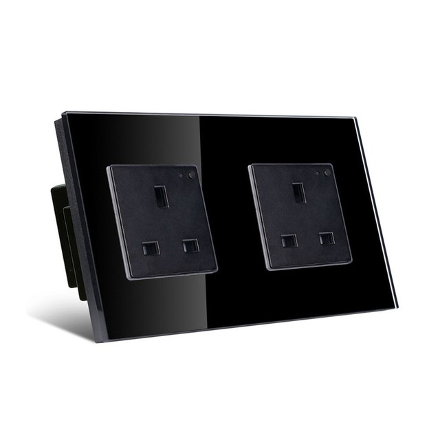 Wifi Smart Double Socket UK Wall Sockets Electric Sockets Tuya Smart Life Google Alexa App Control Power Monitor 86*146MM