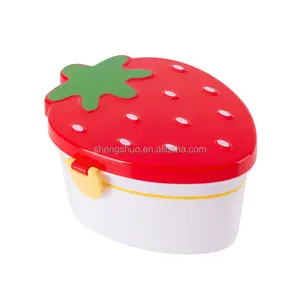 Kreativitas bentuk stroberi kotak makan siang makanan makanan ringan buah wadah penyimpanan portabel Anti bocor piknik wadah