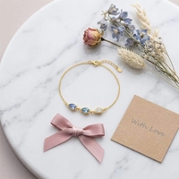 Pulsera Personalizada con Piedras de Nacimiento, 3 Piedras con Corte de Pera, Cadena de Gemas, Chapado en Oro de 18K, Joyería Antideslustre, Regalo para Ella