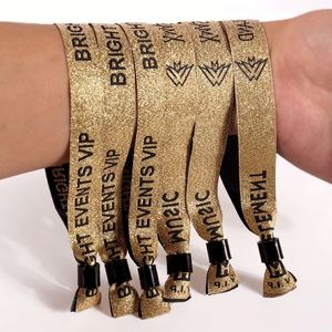 Pulseras Tejidas con Hilo Dorado Ecológicas - Pulseras Desechables para Entrada a Eventos VIP para Halloween y Navidad - Product Image 1