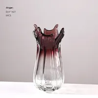 Vase en verre transparent dégradé, plateau à fruits, ornement d'art de luxe léger, décoration de modèle de maison, décoration douce haut de gamme