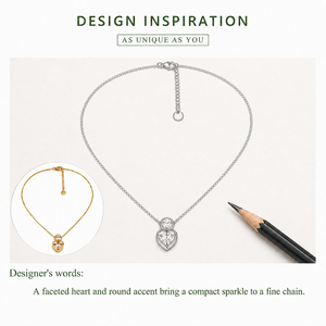 Collier pendentif en cristal en forme de cœur, acier inoxydable, cristal plaqué or 14 carats sous vide, chaîne réglable, ton or et argent - Product Image 4