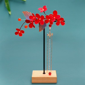 Diseño original, hecho a mano, accesorios para el cabello de estilo antiguo, terciopelo rojo y azul, flores, mariposas, borlas, horquillas suaves. - Product Image 2