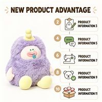 Peluche Monstre Violet Personnalisée, Fabrication Directe Usine, OEM ODM, Coton PP, Polyester, Animal en Peluche, Vente en Gros, MOQ, Peluche Amusante