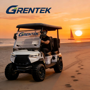 GRENTEK Nouveau Design Chariot de Golf Électrique de Plage 3-4 Places Blanc Pneus Tout-Terrain Véhicule Utilitaire de Plage pour Chemins Non Publics - Product Image 1