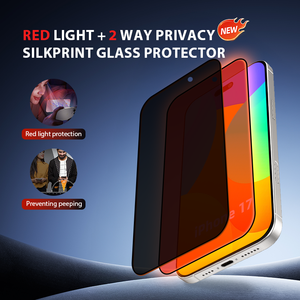 Eye Protection Anti spy <strong>Privacy</strong> 9H Tempered Glass Red Light Screen Protector Film <strong>Filter</strong> for iPhone 13 14 15 16 17 Pro Max Plus - Product Image 2