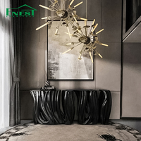 Table d'entrée de style luxe léger dorée, console haut de gamme en fibre de verre, design italien, mobilier de salon pour projet de villa