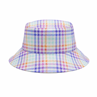 Chapeau Bob Personnalisé 2026 – Motif Écossais Multicolore Tissé – Tissu Coton Premium – Chapeau de Soleil Amincissant le Visage – Marque Personnalisée Fournisseur
