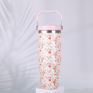 Bouteille isotherme sous vide de grande capacité avec couvercle Haandle Bouteille d'eau intégrée dans la paille Cadeaux de Noël - Product Image 6