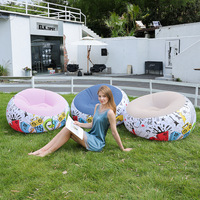 Taburete inflable portátil de Flocado de PVC, bolsa de frijoles plegable, sofá reclinable, diseño esférico de grafiti para sala de estar, cama para el almuerzo