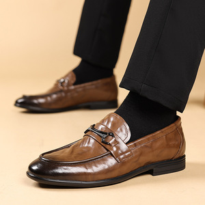 Mocasines de Cuero para Hombre, Sin Cordones, Suela Suave, Zapatos de Vestir para Oficina y Carrera, Color Sólido, Suela de Goma, Forro de Cuero Genuino - Product Image 2