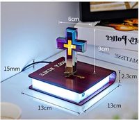 Lámpara de Cruz bíblica levitante, luz de noche de Jesús flotante, adorno de Cruz de levitación magnética colorida, luz brillante, decoración de escritorio
