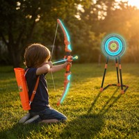 Ensemble d'arc et de flèches lumineux à LED pour enfants, jouet de tir à l'arc lumineux avec cible sur pied, flèches à ventouse, jeu de tir interactif