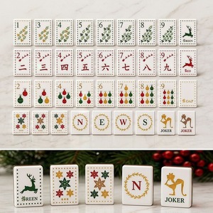 Fichas de Mahjong Ligeras Premium Tablevibe con Diseño de Ciervo Navideño y Copo de Nieve para Entretenimiento en Fiestas - Product Image 1