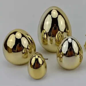 Wholesale ceramic easter egg decoration easter day decorations porcelain pearl color eggs golden egg