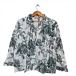 Floral Print Men's Long Sleeve <b>Pajama</b> <b>Set</b> 100% Cotton Satin Fabric Casual Sleepwear Spring Season Woven Pattern gift for her - Product Image 2