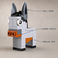 Ensemble de blocs de construction personnalisés en forme d'âne, jouets éducatifs, jouets pour enfants, jouets promotionnels, OEM, marque privée, modèle animal