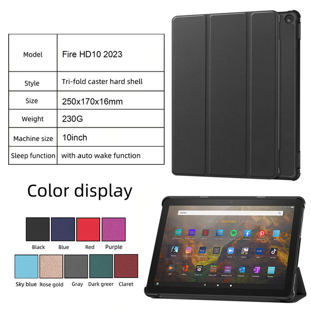 Customizable Luxury Pu Leather 2023 10 Inch HD10 Smart Protection Tablet Funda Cover Case for 2023 Amazon Fire HD 10