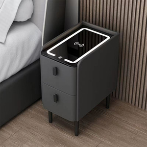 Armoire de chevet intelligente flottante avec chargeur sans fil et lumière LED, meuble mural pour chambre à coucher - Product Image 6