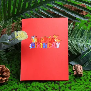 Cartes-cadeaux de voeux de Noël drôles avec impression personnalisée en gros Cartes de joyeux anniversaire 3d Pop Up