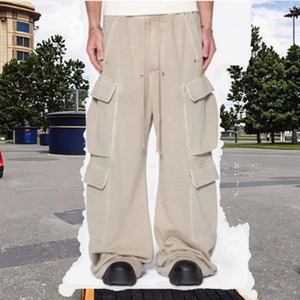 Vente directe d'usine hommes Baggy Cargo pantalons de survêtement couleur foncée froissé respirant hommes Cargo <span class=keywords><strong>pantalon</strong></span> avec poche décoration - Product Image 2
