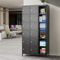 Casier en acier de style moderne à 18 portes avec plusieurs compartiments et serrure à clé, personnalisation disponible, vente directe d'usine