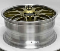 Nuevas llantas de aleación de aluminio forjado 6061 T6 Geruida Gloss Gold con diseño de malla pulida, prensadas a 12000T, TUV/JWL/VIA S4-00107 18-24