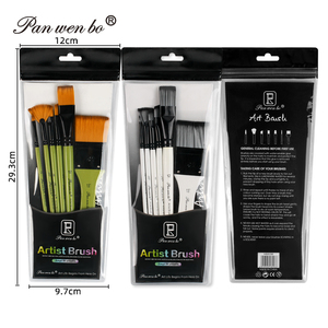 Panwenbo Lot de 6 pinceaux à manche blanc pour peinture d'art Kits de peinture professionnels avec embouts en nylon synthétique blanc - Product Image 5