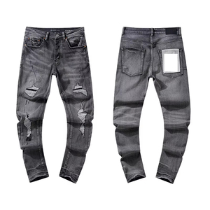 Productos para Dropshipping: Jeans de Mezclilla Elásticos de Corte Ajustado con Parches y Lavado Vintage 2026, Pantalones Premium de Estilo Hip Hop Urbano - Product Image 3
