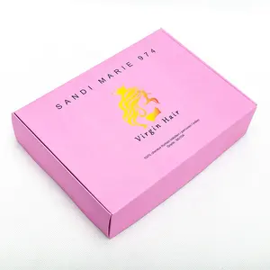 ボックス印刷カスタムピンク配送人毛ウィッグボックス包装ロゴとサテン