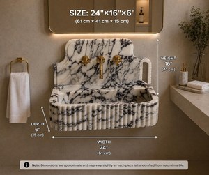 Vasque de salle de bain moderne de luxe en résine marbrée et quartz, à poser sur le meuble, pour salle de bain contemporaine - Product Image 4