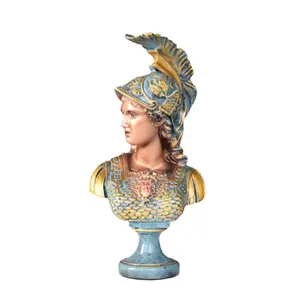 Resina color diosa griega diosa Atenea mesa Figura cabeza estatua