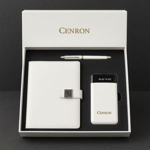 Coffret Cadeau d'Entreprise Classique : Agenda Rechargeable avec Couverture en Cuir, Stylo Métallique Imprimé UV, Power Bank à Affichage Intelligent, Logo Personnalisé en Dorure à Chaud - Product Image 2