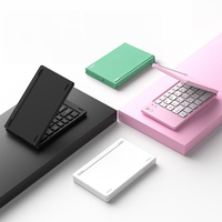 Keyboard Mini Ultra Tipis Lipat Nirkabel BT Isi Ulang Portabel Ukuran Penuh Mendukung 3 Perangkat Tablet Ponsel