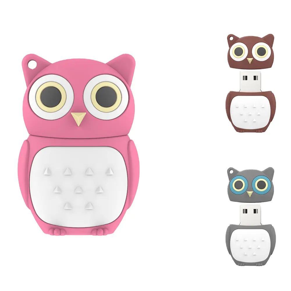Cute Gift Smart Gadget Electronic PVC Cartoon Owl USB Stick Flash Card Pen Drive 128GB 256GB USB 2.0 Flash Drive