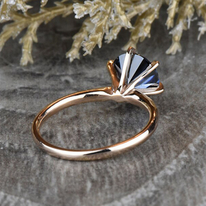 Anillo de Compromiso Solitario de Moissanita Redonda Gris Oscuro de 1ct 1.25ct 2ct con Baño de Oro Rosa para Fiestas Nupciales - Product Image 3