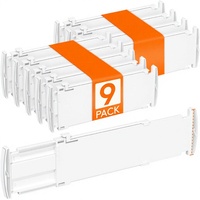 Lifewit – Lot de 9 séparateurs de tiroirs ajustables en plastique, longueur intérieure 35-55 cm, hauteur > 10,5 cm, pour armoire, table à langer, bureau, cuisine