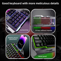 Clavier et souris de jeu rétroéclairés RVB à 104 touches, clavier d'ordinateur silencieux, panneau métallique, clavier filaire pour PC, jeu pour joueur de PC