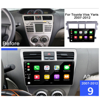Autoradio Android couleur argent avec GPS pour Toyota Vios Yaris 2007-2012, écran tactile, autoradio vidéo stéréo lecteur DVD