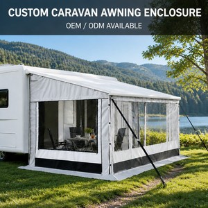 Paroi latérale pour <span class=keywords><strong>auvent</strong></span> de camping-car, mur <span class=keywords><strong>d</strong></span>'intimité imperméable pour <span class=keywords><strong>caravane</strong></span> avec poteaux et piquets, écran latéral coupe-vent pour <span class=keywords><strong>auvent</strong></span> de camping-car avec sac de transport - Product Image 1