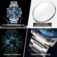 Montre-Bracelet de Sport POEDAGAR pour Homme LED Alarme Double Affichage Heure Montre Numérique à Quartz Homme Étanche Montres pour Hommes Reloj